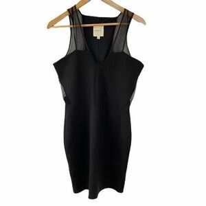 Michelle Mason Black Sheath Dress Mesh Back